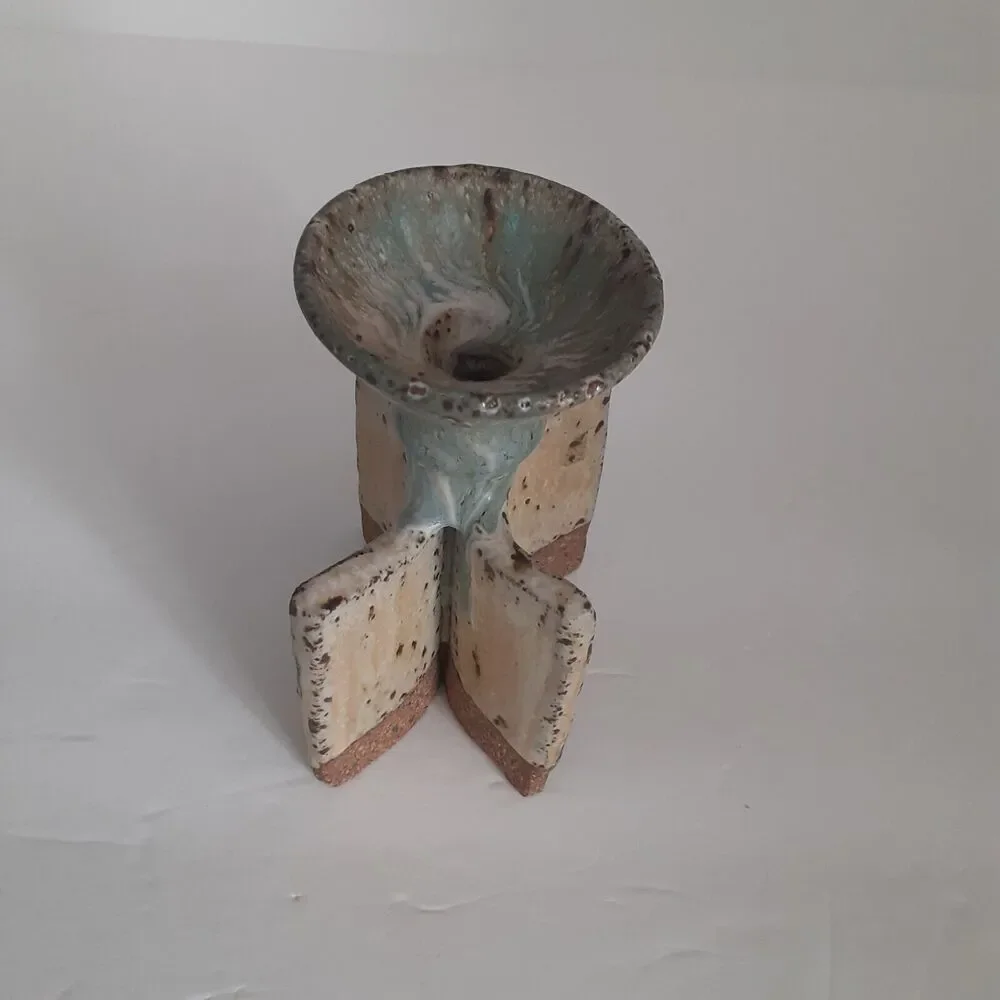 Stone Over Iron Candle Holder Japandi Eclectic Unique